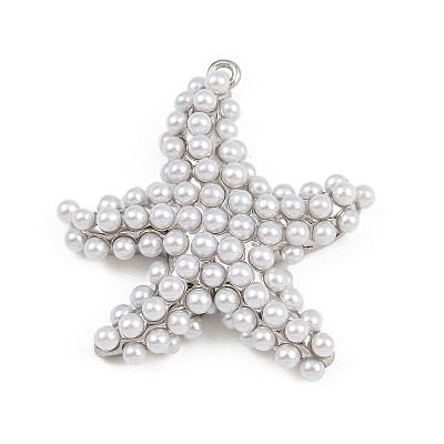 Starfish Brass ABS Imitation Pearl Pendants KK-I352-04A-P-1