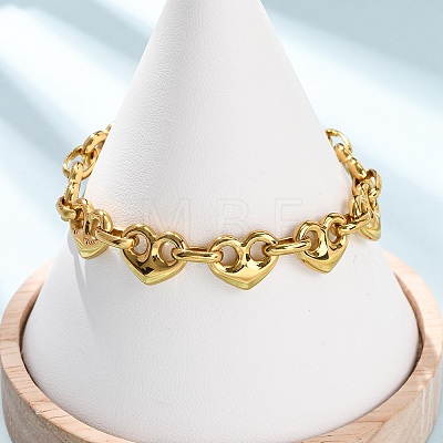 304 Stainless Steel Heart Link Chain Bracelets for Women BJEW-F536-19G-1