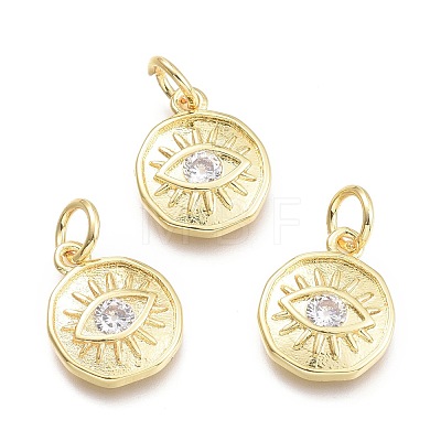 Brass Micro Pave Cubic Zirconia Pendants KK-P187-17-G-1