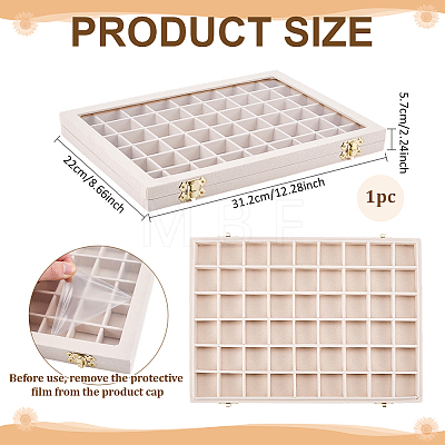 MDF Covered with Velvet Jewelry Grid Display Cases for Earrings Rings AJEW-WH0643-094B-1
