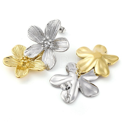 304 Stainless Steel Flower Stud Earrings for Women EJEW-U023-09GP-1