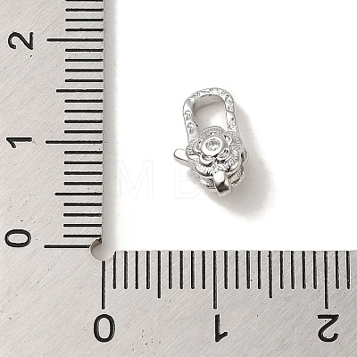 Brass Micro Pave Clear Cubic Zirconia Lobster Claw Clasps KK-K371-11A-P-1
