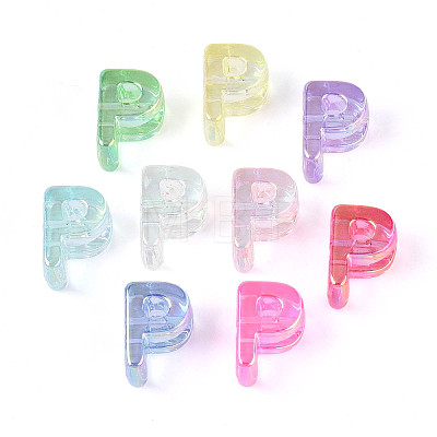 UV Plating Transparent Acrylic European Beads OACR-M027-02P-1