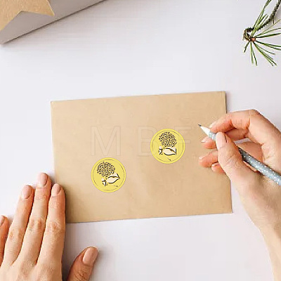 Gold Foil Paper Picture Stickers STIC-WH0030-005-1