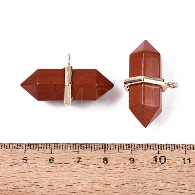 Natural Red Jasper Double Terminal Pointed Pendants G-N345-09C-1