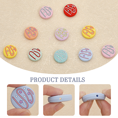 16Pcs 8 Colors Doughnut Food Grade Eco-Friendly Silicone Beads SIL-CA0002-64-1