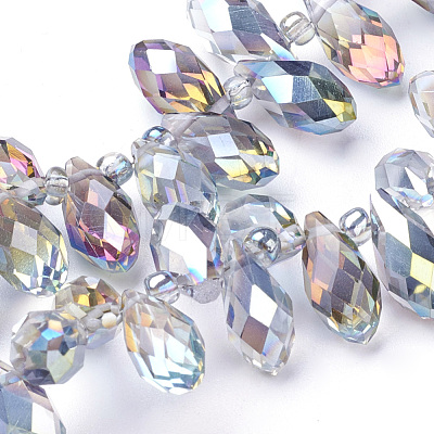 Electroplate Glass Faceted Teardrop Beads Strands EGLA-D014-28-1