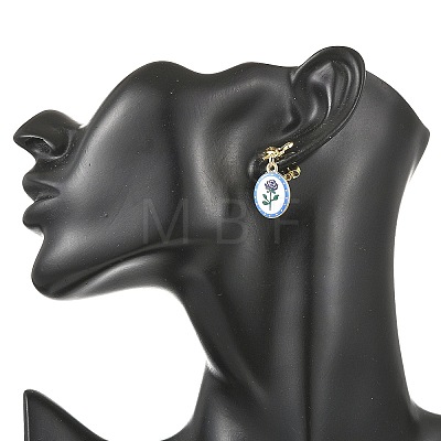 Printed Handmade Porcelain Dangle Earrings EJEW-JE07488-1
