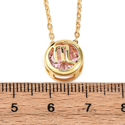 Brass Pave Cubic Zirconia Birth Stone Constellation Pendant Cable Chain Necklaces LS-NJEW-D334-01G-08-1