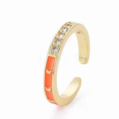 Real 16K Gold Plated Brass Micro Pave Clear Cubic Zirconia Cuff Rings RJEW-N037-002-NF-1