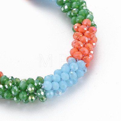 Crochet Glass Beads Braided Stretch Bracelet BJEW-T016-08A-1