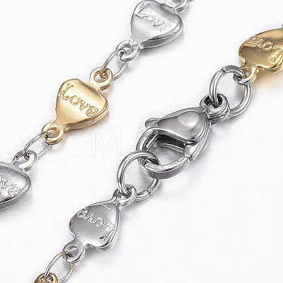 304 Stainless Steel Heart Link Chain Jewelry Sets SJEW-H103-02GP-1