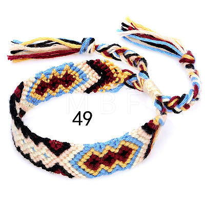 Cotton Braided Rhombus Pattern Cord Bracelet FIND-PW0013-003A-49-1