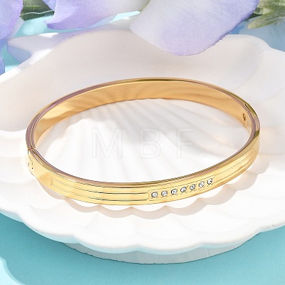 304 Stainless Steel Rhinestone Bangles for Women BJEW-Z092-17G-1