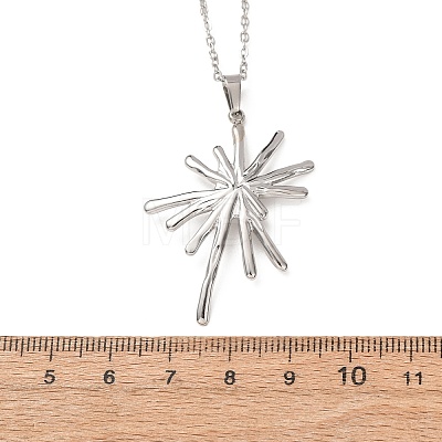 304 Stainless Steel Flower Pendant Cable Chain Necklaces for Men Women NJEW-K308-05G-P-1
