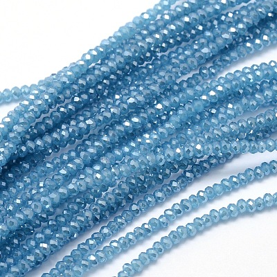 Faceted Rondelle Full Rainbow Plated Electroplate Glass Beads Strands EGLA-M004-3mm-B04-1