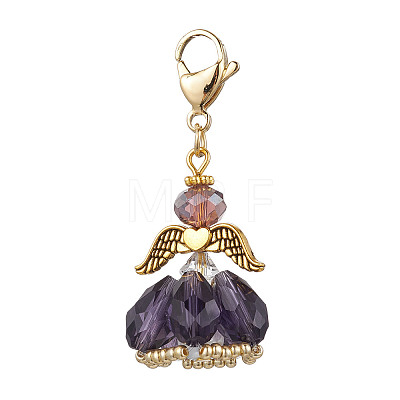 Angel Glass Beaded & Alloy Pendant Decorations HJEW-MZ00190-06-1