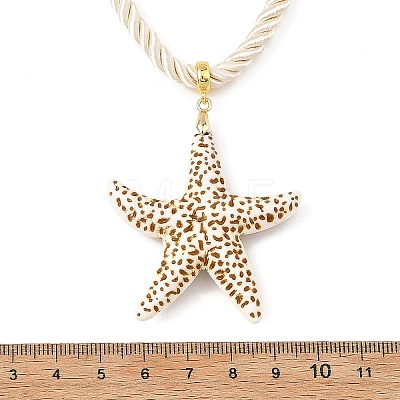 Ocean Spray Painted Opaque Acrylic Starfish Pendant Twisted Nylon Cord Necklaces for Women NJEW-JN06454-1