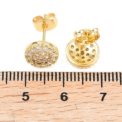 Brass Micro Pave Clear Cubic Zirconia Stud Earrings EJEW-F405-06G-1