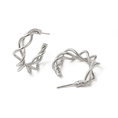 Brass Wire Twist Stud Earrings EJEW-C070-02P-1