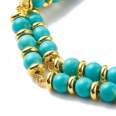 Synthetic Turquoise Beaded Double Line Multi-strand Bracelet BJEW-JB08668-1