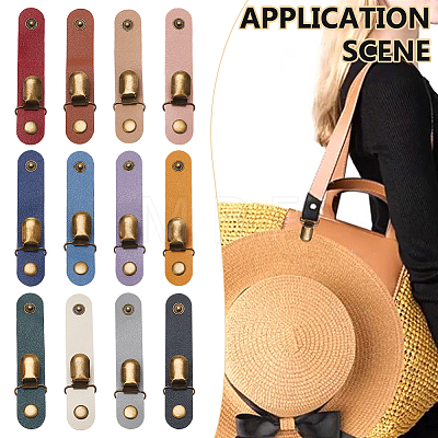 WADORN 12Pcs 12 Colors PU Leather Band Hat Clips FIND-WR0010-81-1