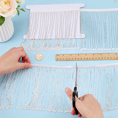 1 Yard Glass Beaded Tassel Ribbon DIY-FG0010-38C-1