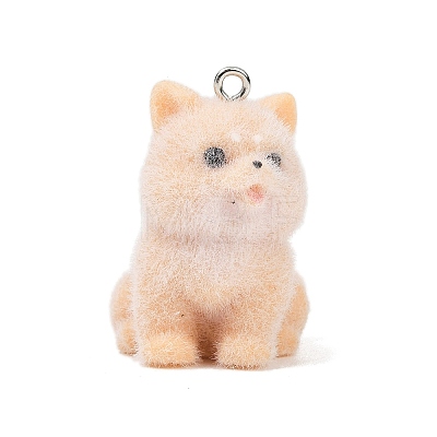Animal Theme Flocky Opaque Resin Pendants RESI-H042-01P-03-1
