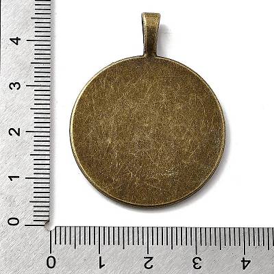 Flat Round Alloy Pendant Cabochon Settings PALLOY-N0088-26AB-NF-1
