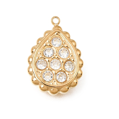 304 Stainless Steel Rhinestone Pendants STAS-E531-08G-1