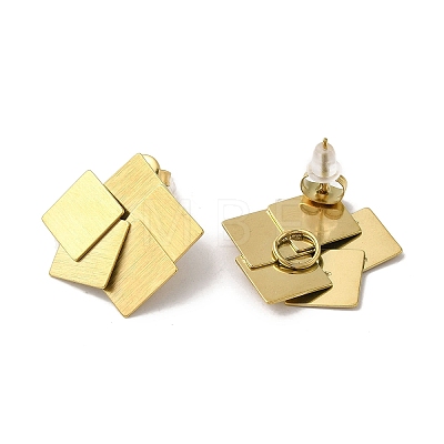 304 Stainless Steel Square Stud Earrings for Women EJEW-Q781-21G-1