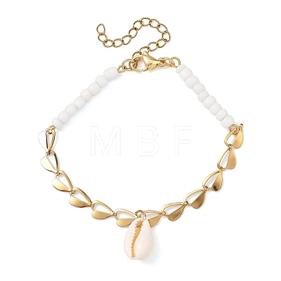 Shell & Seed Beads Bead Bracelets BJEW-JB14136-01-1