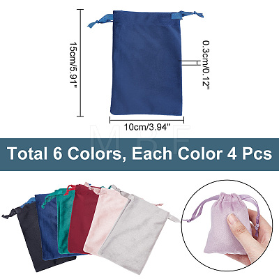 24Pcs 6 Colors Velvet Jewelry Drawstring Bags TP-HY0001-05B-1
