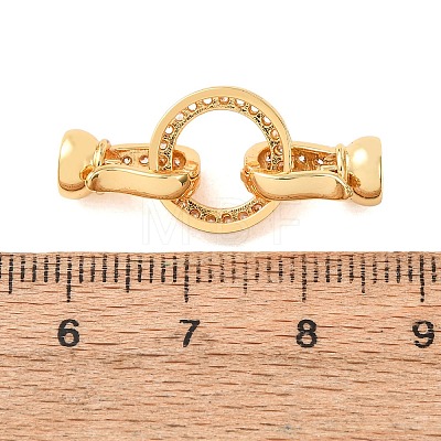 Brass Micro Pave Clear Cubic Zirconia Fold Over Clasps KK-CBA25B2-03G-1
