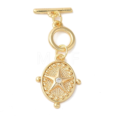 Brass Micro Pave Clear Cubic Zirconia Toggle Clasps KK-N254-75G-1