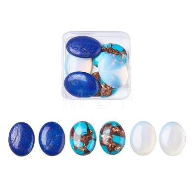 Opalite & Natural Lapis Lazuli & Dyed Synthetic Turquoise Cabochons G-JP0001-14-1