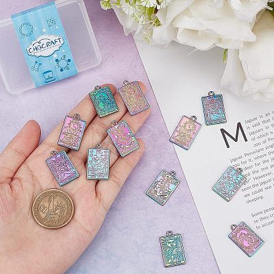 12Pcs 6 Style Rack Plating Rainbow Color Alloy Pendants FIND-CA0004-52-1