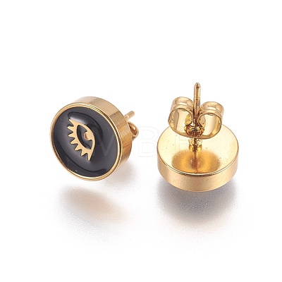 Golden Tone 304 Stainless Steel Stud Earrings EJEW-L222-05G-1