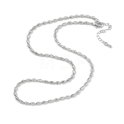 Rack Plating Brass Textured Teardrop Link Chain Necklaces for Women NJEW-K382-07P-1