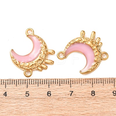 304 Stainless Steel Enamel Crescent Moon Links Connector Charms STAS-D263-14A-G-1