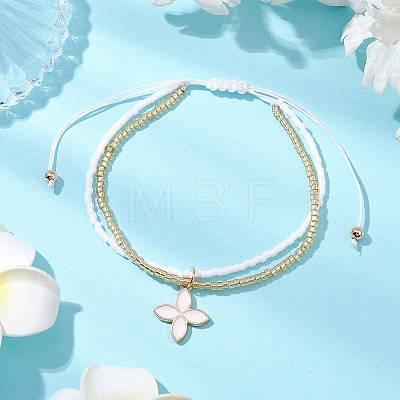 Shell Bead & Glass Seed Braided Bead Bracelets BJEW-MZ00138-01-1