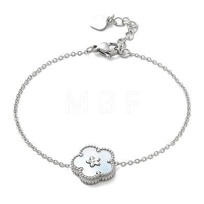 304 Stainless Steel Cable Chain Charm Bracelets for Women BJEW-U024-03P-02-1