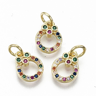 Brass Micro Pave Colorful Cubic Zirconia Charms ZIRC-S067-168-NF-1