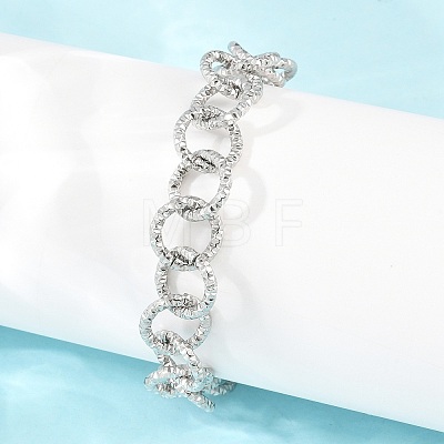 Hammered 304 Stainless Steel Rolo Chain Bracelets for Women BJEW-A160-10P-1