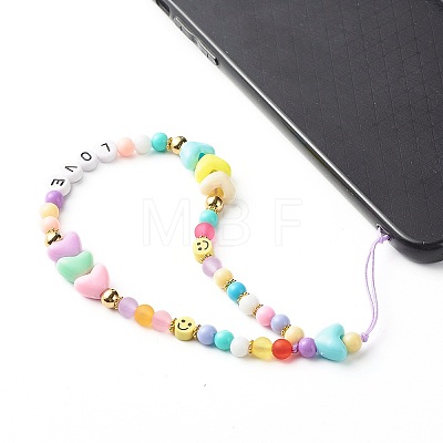 Acrylic Beads and Opaque Polystyrene Plastic Beads Mobile Straps HJEW-JM00556-1