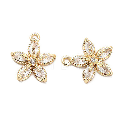 Brass Micro Pave Clear Cubic Zirconia Charms KK-C054-18G-1