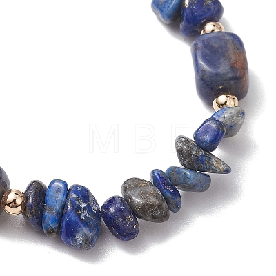 Natural Sodalite Cuboid & Lapis Lazuli Chip Beaded Stretch Bracelets for Women BJEW-JB10808-07-1