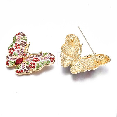 Butterfly Enamel Pin with Rhinestone JEWB-N007-093-1
