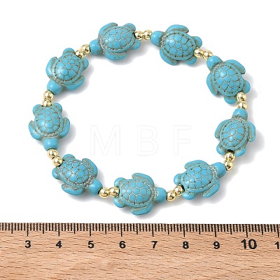 Synthetic Turquoise & Non-magnetic Hematite Beads Stretch Bracelets for Women Men BJEW-JB13729-02-1