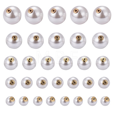 90Pcs 5 Size High Luster Eco-Friendly Plastic Imitation Pearl Ear Nuts OACR-LS0001-01-1